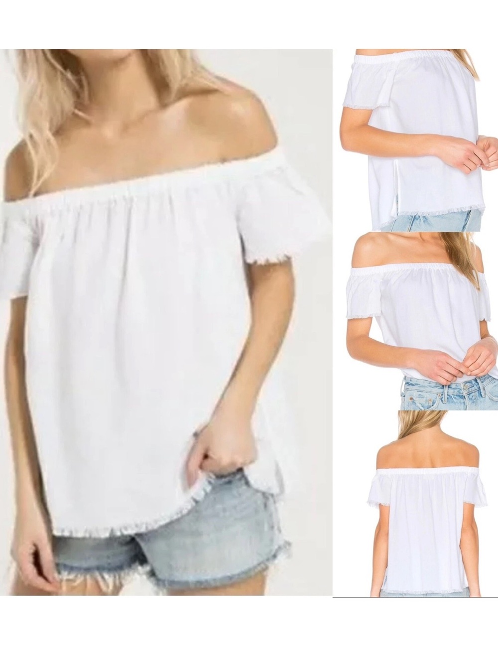 Anthropologie cloth & stone White Off-the-Shoulder Cotton Top size large